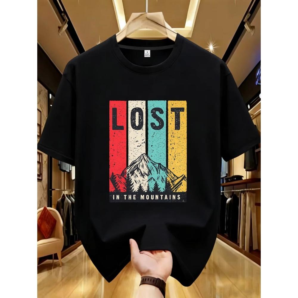 Summer Fashion Men s Life Print Comfortable and Breathable Round Neck T-shirt Soft and Breathable Round Neck Thsirt S