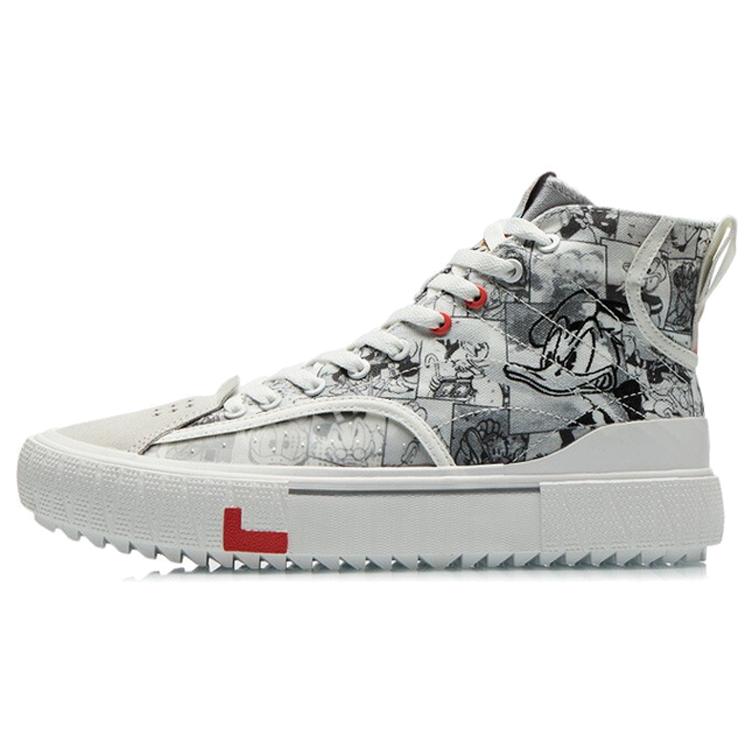 Disney X Li Ning Disney Skateboard Shoes Men's High top Antarctic Gray/Black/White AGCR179-4