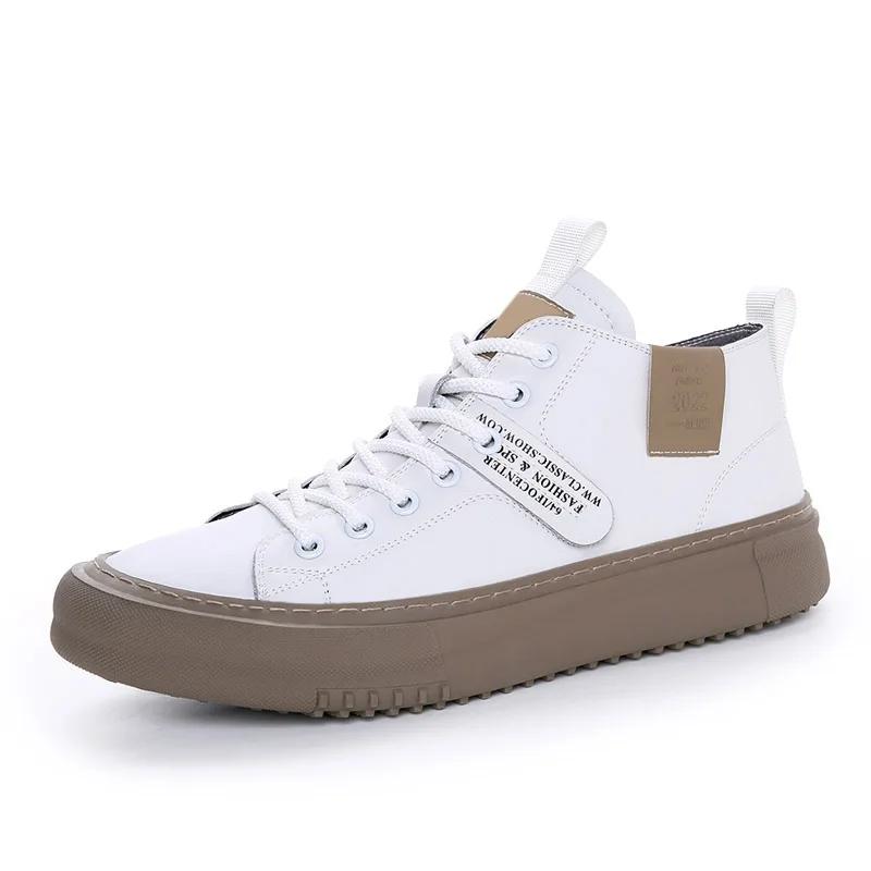 Fashion Street Style Men's Leather Sneakers Comfortable Casual Shoes for Men Non-Slip Vulcanize Shoes Fashion Ankle Boots Skate Footwear