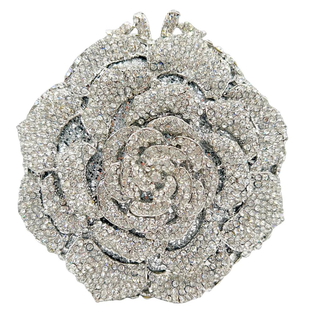 

Gold Metal AB Crystal Evening Bag Women Flower Wedding Purse Lady Diamond Bridal Clutches Party Prom Handbags Minaudiere 14cmX13.5cmX7cm