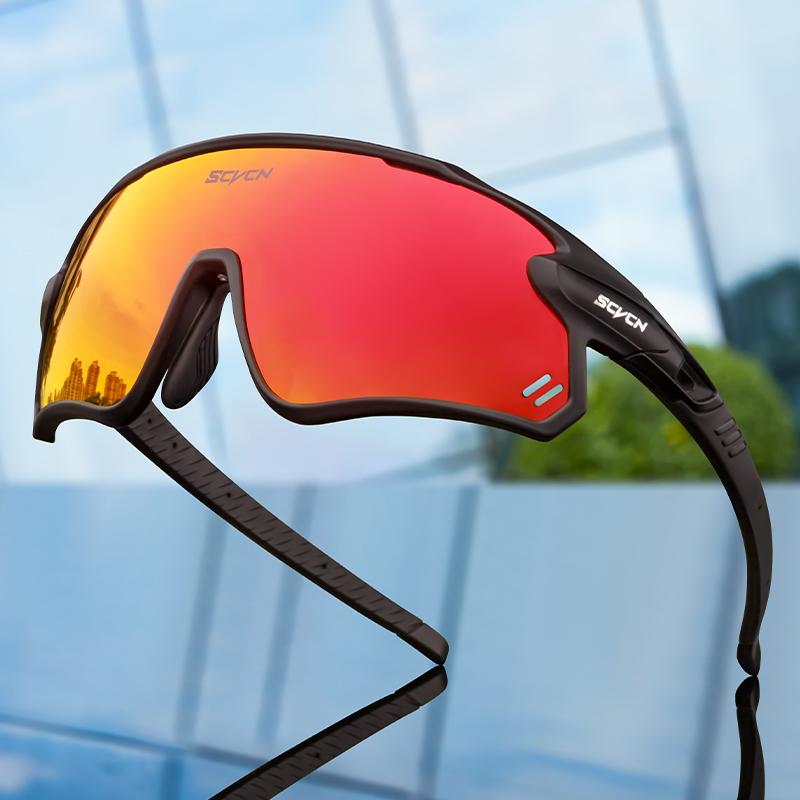 Lunettes de soleil de cyclisme SCVCN Hommes Lunettes de vélo Lunettes de sport pour vélo Lunettes pour VTT extérieur Route Course à pied Protection UV400 Lunettes