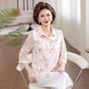 Elegant Summer Seven-Sleeve Printed Shirt for Mature Women, Stylish Lapel Thin Top