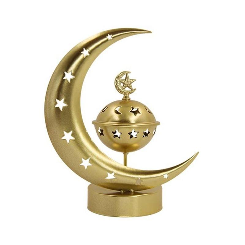 LED Hollowed Moon Star Nightlight Table Lamp Ornament for Eid Mubarak Ramadans Muslims Festivals Party Decoration Gift