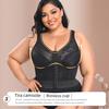 Lace Front Closure Full Cup Bra, Wirefree Thin Longline Shaping Bralette