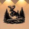 Metal Deer Wall Art, Minimalist Iron Sculpture for Home Living Room Bedroom Office Decor, Rustic Farmhouse Hanging Ornament, Durable Housewarming Gift
