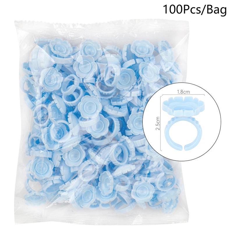 100Pcs Grafted Eyelash Glue Ring Cup Planting Grafting Sun Flower Glue Cup Fan Extension Makeup Tool Eyelash Extension Glue Cup