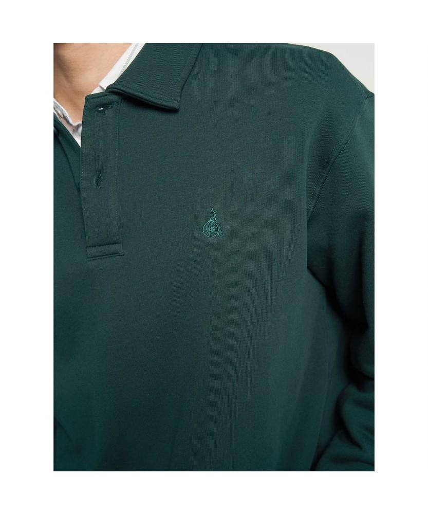 Binpolmen Solid Collared Neck Sweatshirt Green
