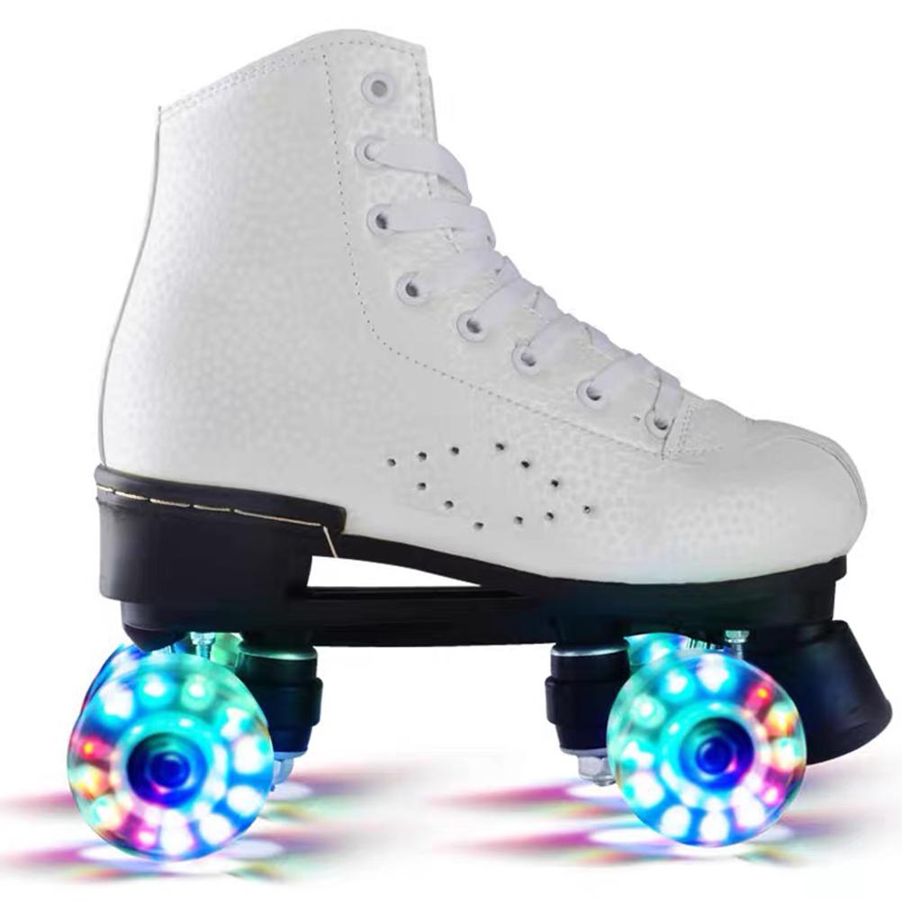 Flash Wheel Roller Skates With LED Light Double Line Skates 4 Wheels Two Line Skating Shoes for Adults