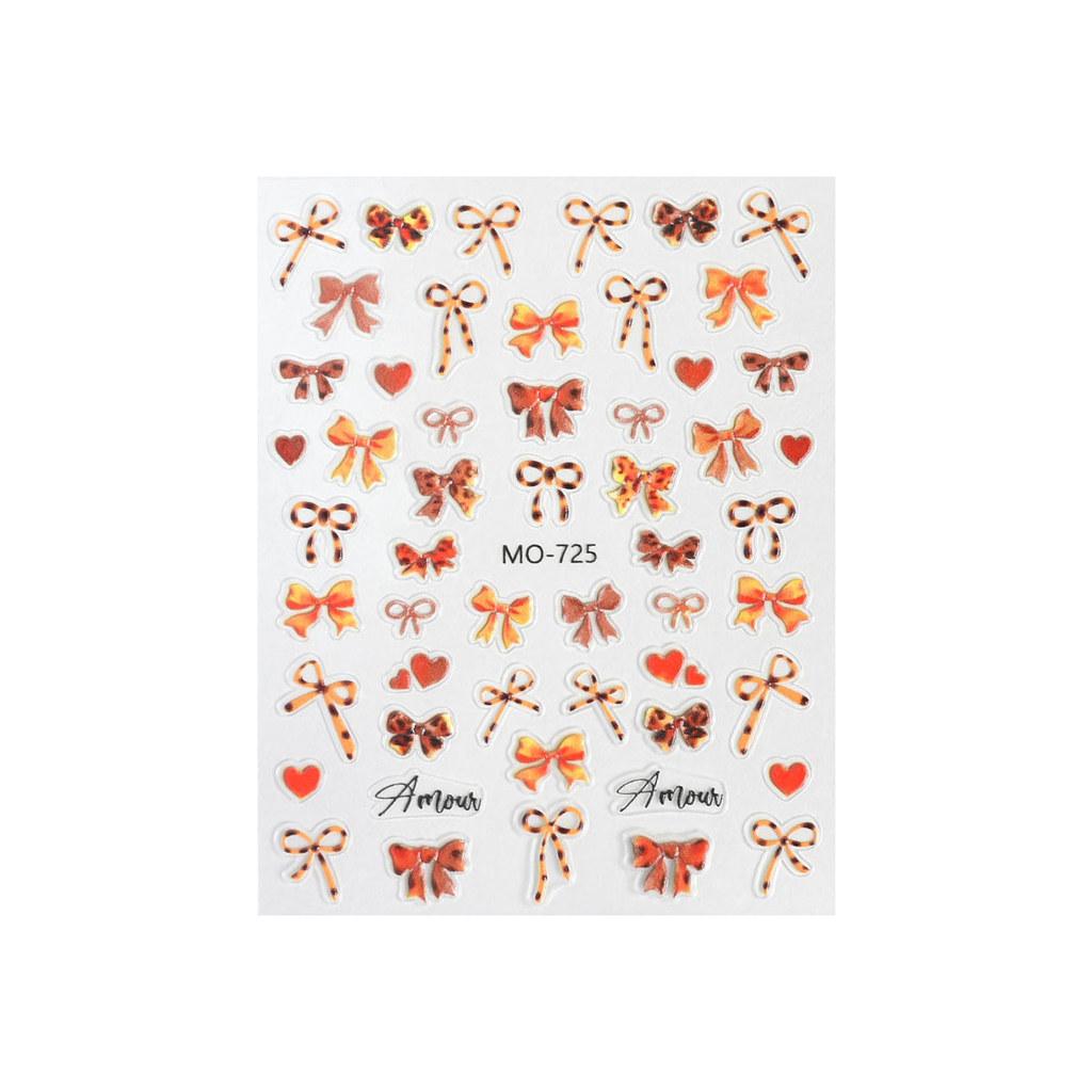 5D Nail Art Relief Nail Sticker Ribbon Bow Nail Decoration Manicure Tool For Nail Salon Self Adhesive DIY Decals For Fall Winter