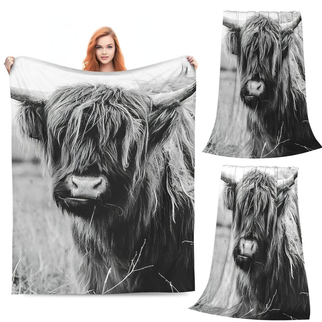 Young Highland Cow Blankets Fleece Sofa Throw Blanket Breathable for Couch Bedding Outdoor Throws Bedspread Quilt