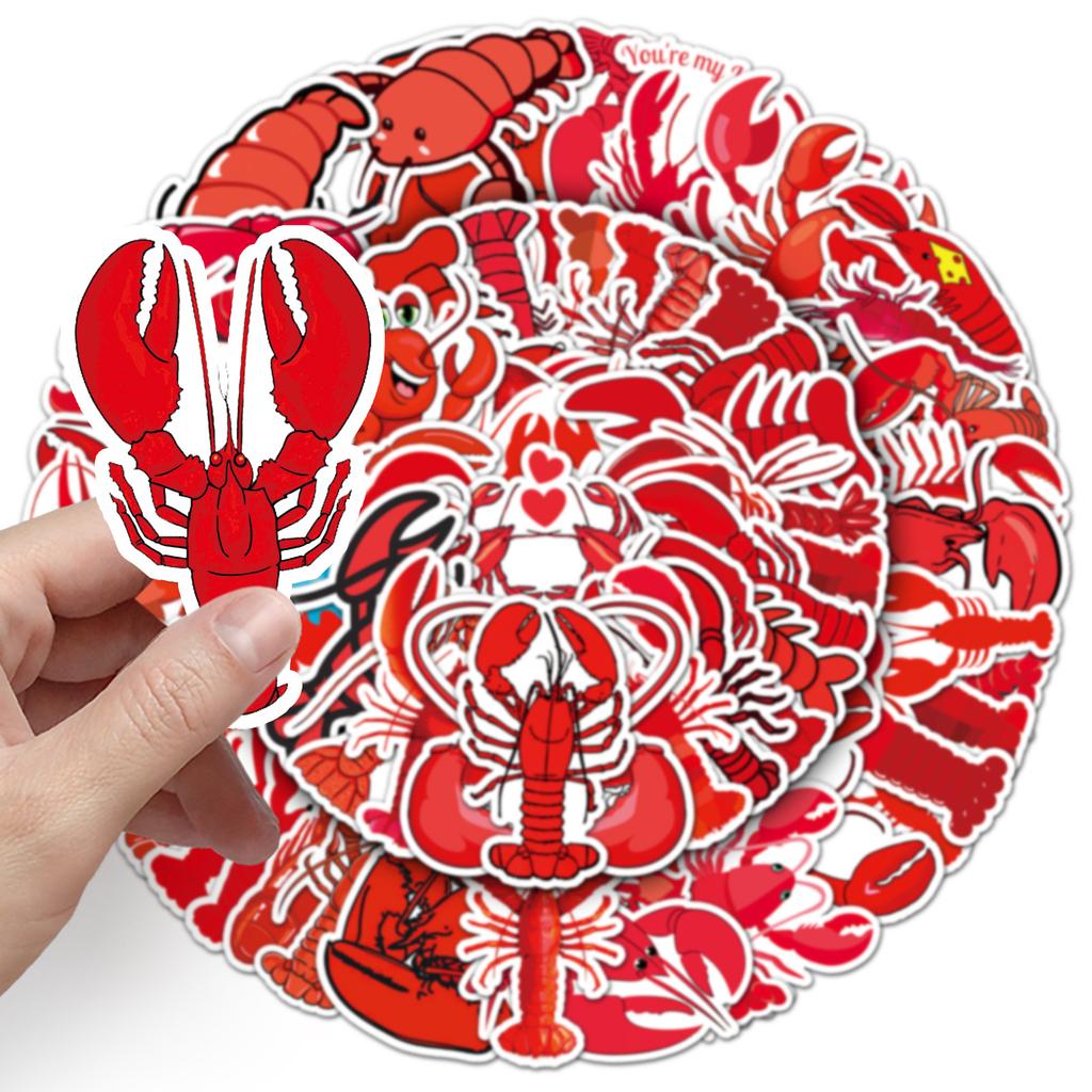 50 Lobster Doodle Personalized Cartoon Animal Children's Creative DIY Mobile Case Suitcase Stickers Waterproof