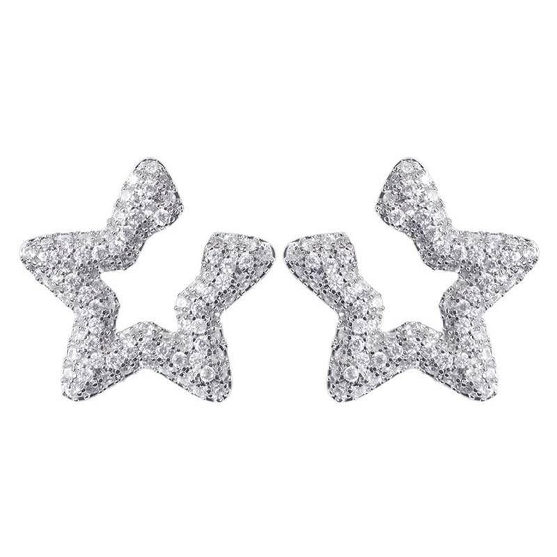 Sweet and cool shining stars, zircon earrings, new popular light luxury niche earrings, design sense, high-end earrings, women