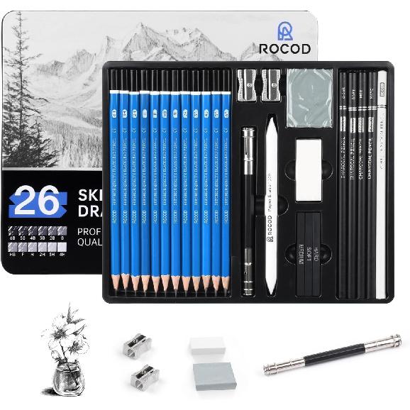 Sketch Pencils for Kids and Adults Drawing, 26-Piece Profession Sketching Pencils, Drawing Pencil for Artists Beginner Sketching, Art Graphite Pencil