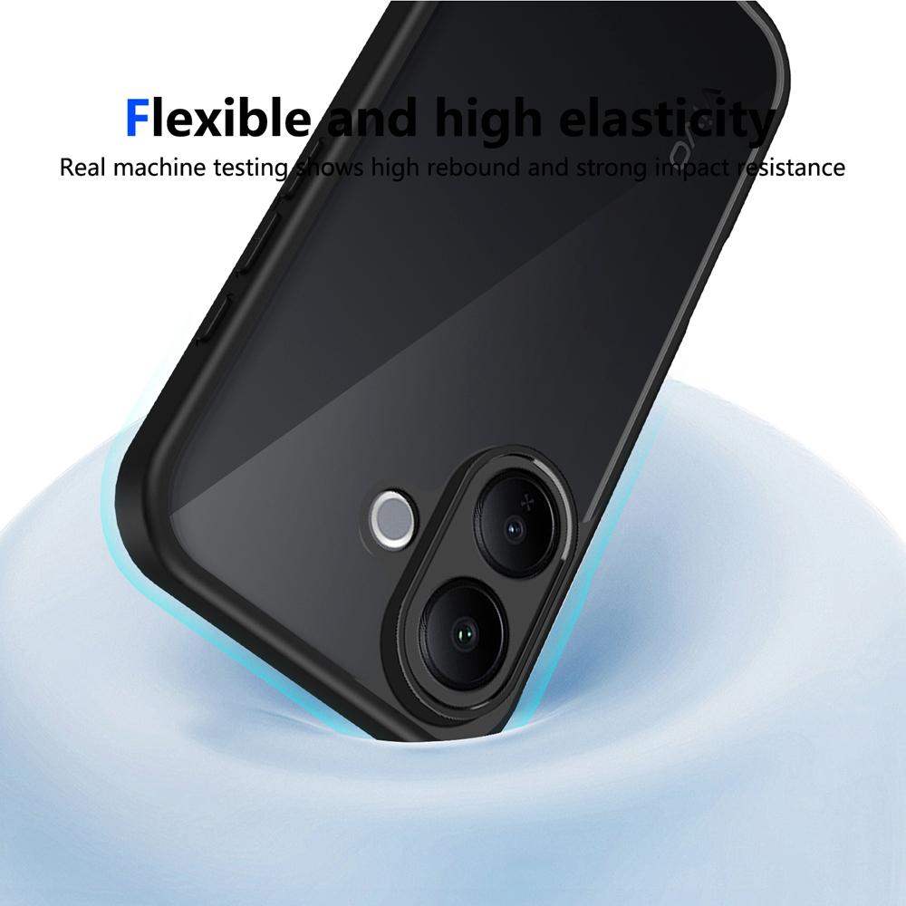 KEYSION Matte durchscheinende schwarze Handyhülle für VIVO V60 Lite 5G Weiches Silikon+PC Klare stoßfeste Rückseite für IQOO Z10R 5G