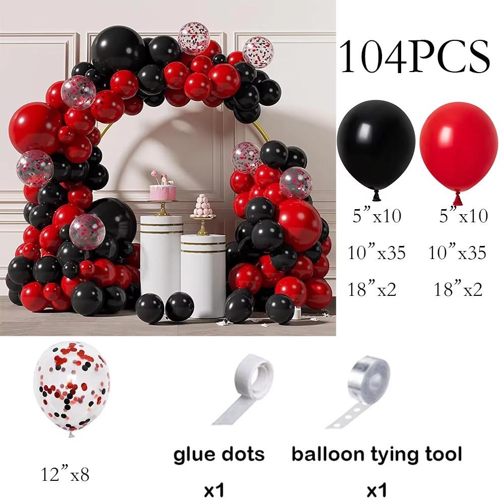 

New Year Balloons Garland Black Red Confetti Ballon Arch Kit Birthday Party Baby Shower Wedding Decoration Graduation Decoration AS Picture