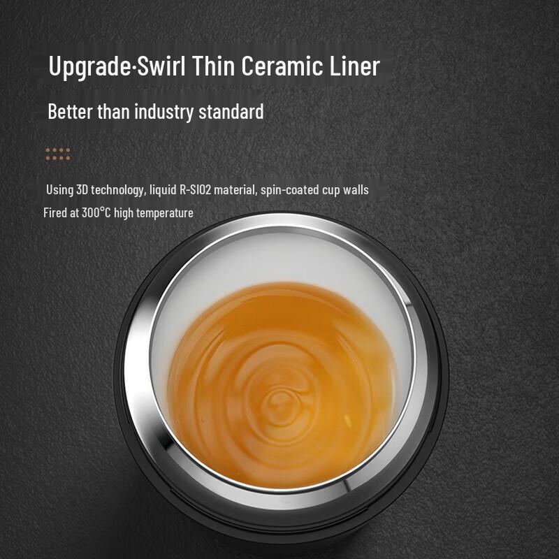 Temake 420ml Hammered Insulated Tea Cup with Ceramic Liner and Strap