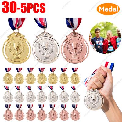 1-30 Winner Reward Gold Silver Bronze Award Medal with Neck Ribbon 1st 2nd 3rd Prize Medal for Sport Competition Prize for Kids