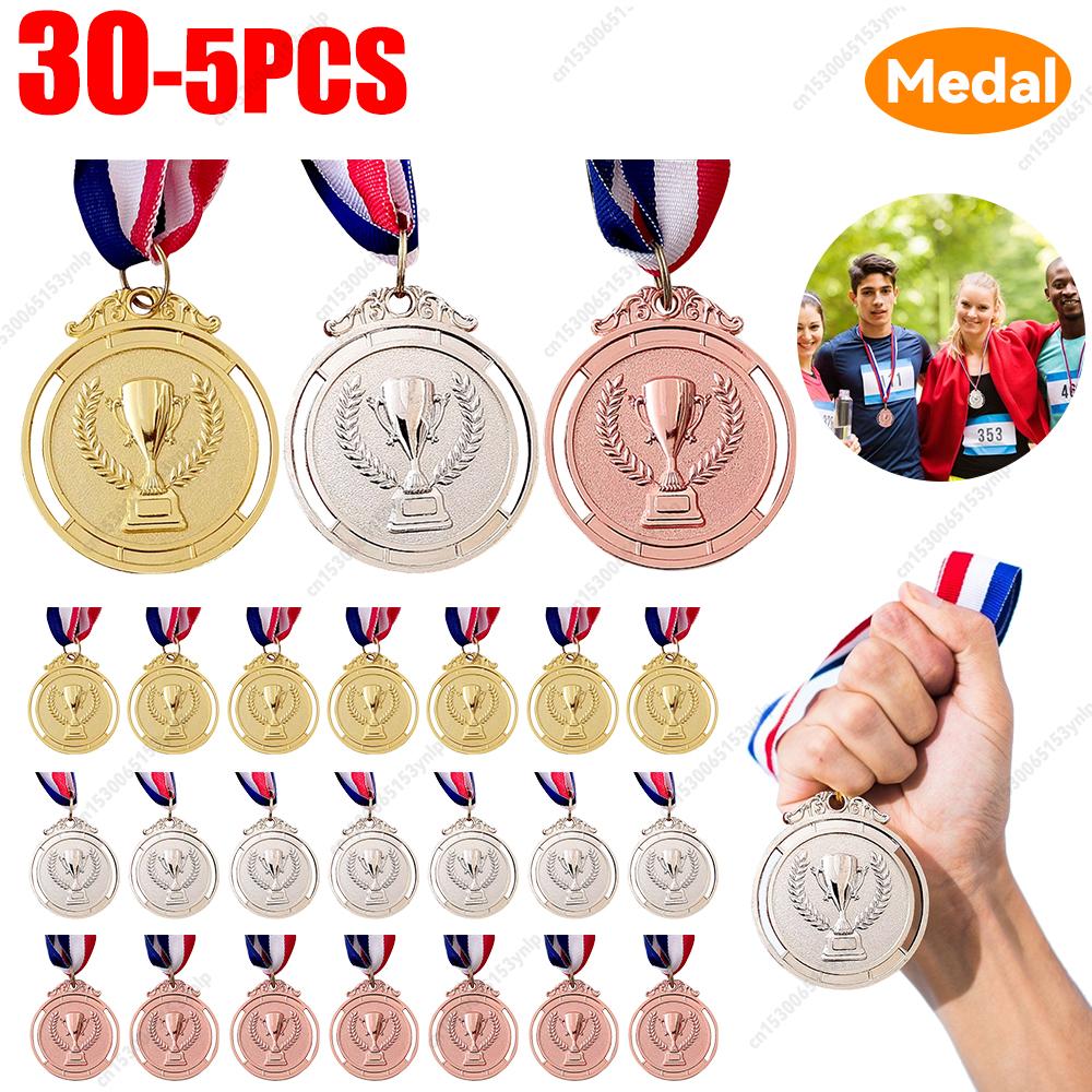 1-30 Winner Reward Gold Silver Bronze Award Medal with Neck Ribbon 1st 2nd 3rd Prize Medal for Sport Competition Prize for Kids
