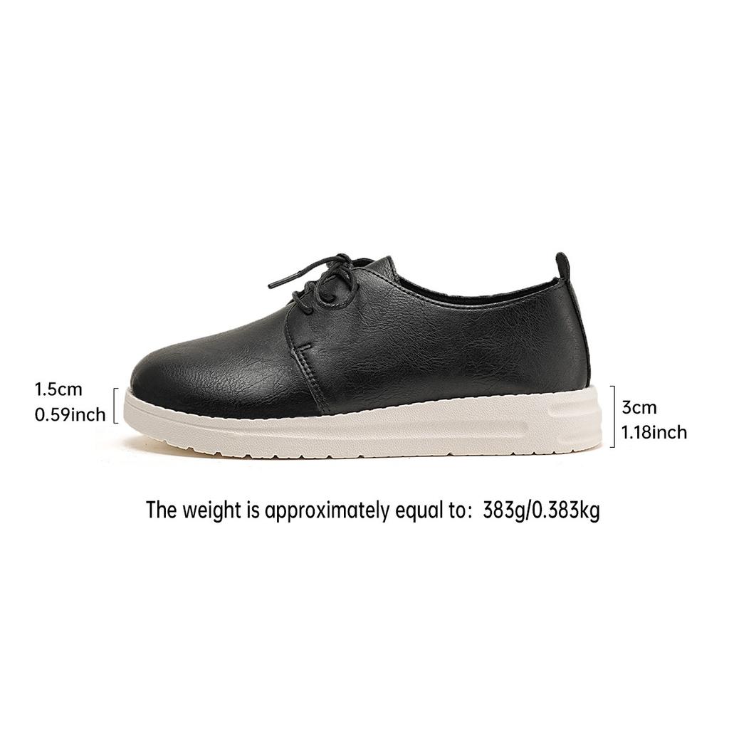 wish2025 large size casual single shoes women's 2025 spring and autumn new flat bottom round head casual lace-up foreign trade single shoes