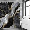 Blue Marble Shower Curtain, Abstract Teal Navy Ombre Striped Design With Hooks