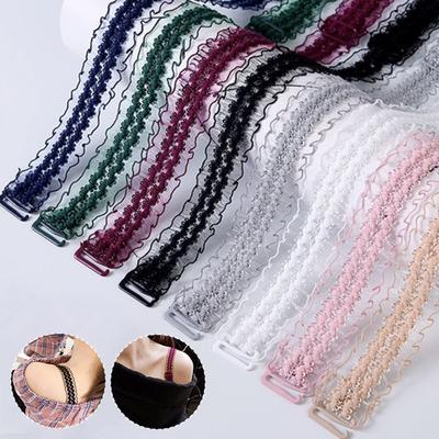 1 par de sujetadores de encaje sexy para mujer, correas ajustables para ropa interior con flores, hebilla elástica antideslizante, correas para lencería