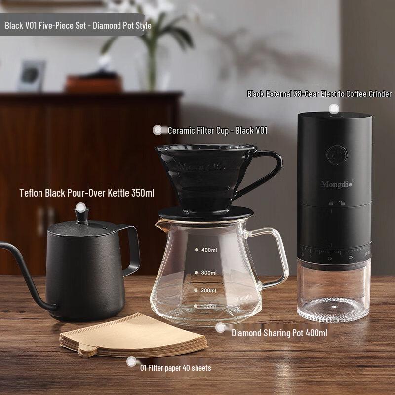 QWEI V60 Ceramic Pour-Over Coffee Filter Set