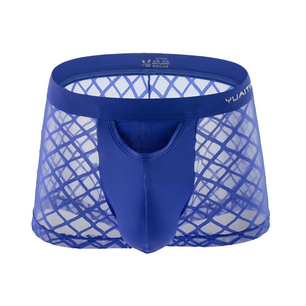 Spot Plus Size Men's Breathable Lace Mid-Waist Boxer Briefs