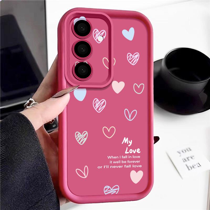 Love Hearts Print Case For Samsung A57 A37 A27 A17 S26 Ultra S25 FE A56 A36 A26 A16 A55 A35 A25 A15 A54 5G S21 S22 S23 S24 Plus Shockproof Cover