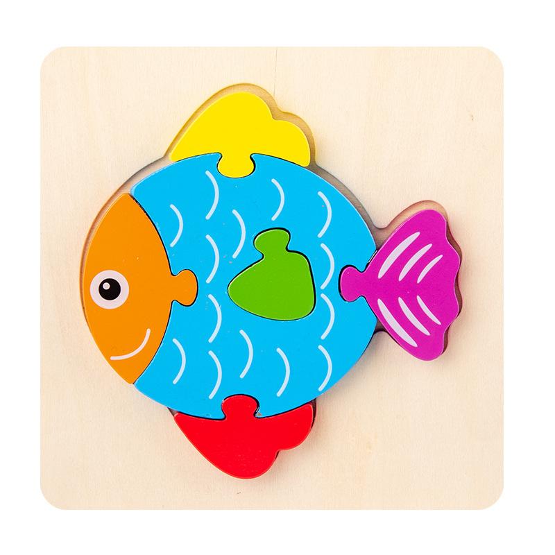Can Be Used As Children'S Wooden 3D Cartoon Animal Traffic Three-Dimensional Puzzle Baby Montessori Educational Early Education Toy