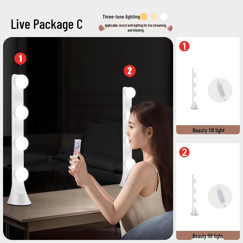 LED Fill Light for Female Live Broadcasters: Enhances Facial Brightness, Reduces Nasolabial Shadows, and Highlights Jawline.
