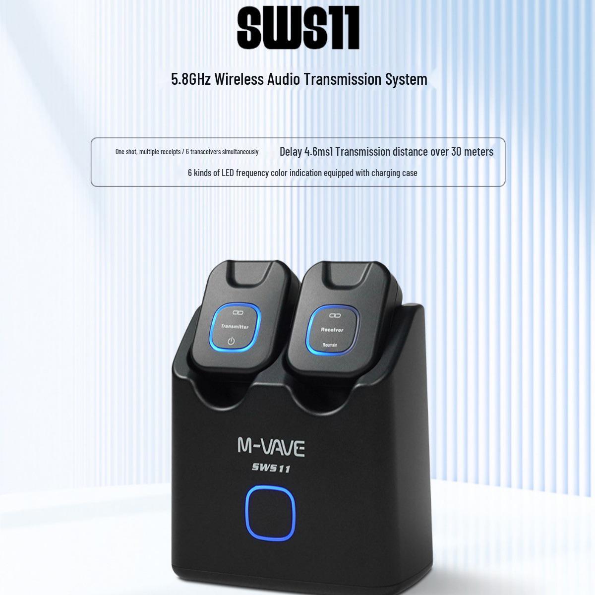 M-VAVE WP-11 5,8 ГГц Беспроводной трансивер для гитары с зарядным кейсом SWS11