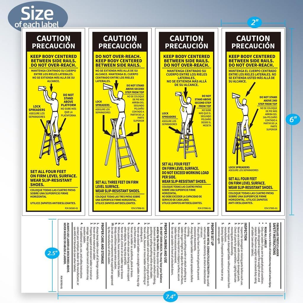 Step Ladder Safety Label Extension Ladder Stickers Replacement Label Kit Compatible with Ladder Inspection Stickers for Werner Fiberglass Extension