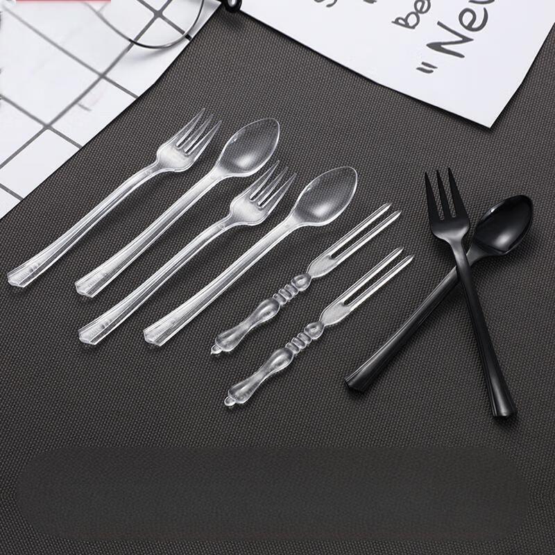 JingJingRS Disposable Plastic Fruit Forks & Dessert Spoons