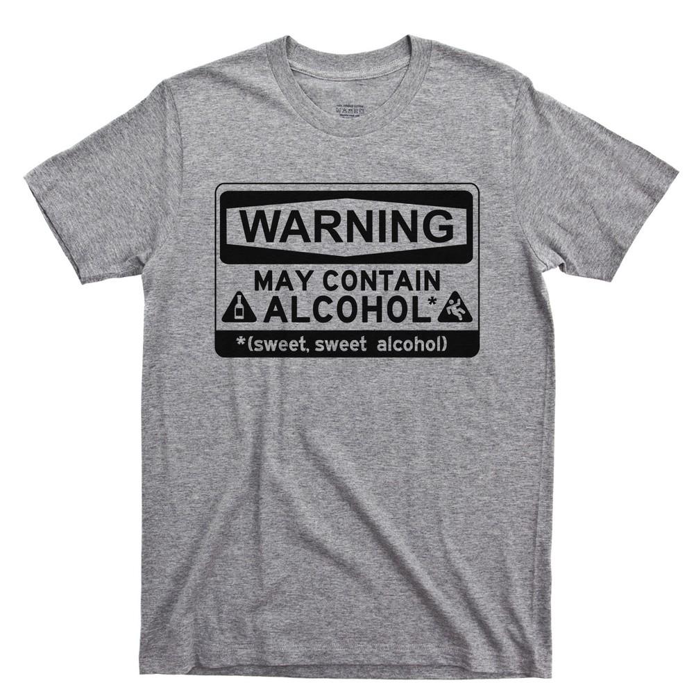 

Warning May Contain Alcohol T Shirt Bourbon Scotch Beer Whiskey Whisky Rum Tee L