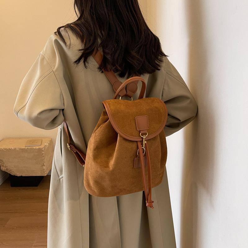 Autumn Suede Backpacks For Women Large Capacity College Student Schoolbags Suitable For Travel Daily Commuting KTB