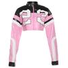 Fashion Motorcycle Contrast Color Embroidery Stitching Slim Imitation Leather Jacket Jacket