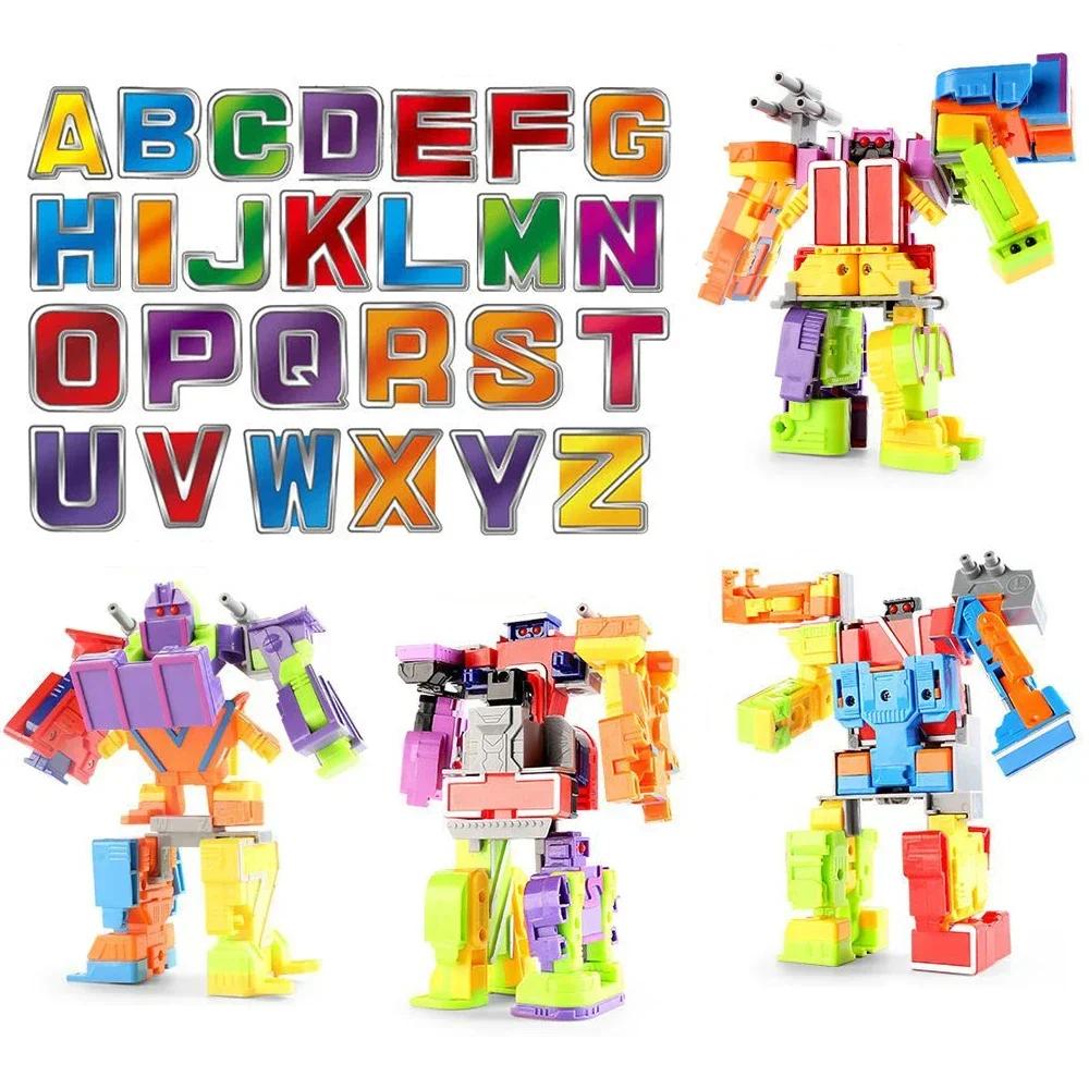 Interesting Toys Unisex Kids Alphabet Robot Number Transformation Toys, 26 Letters A-Z Deformation Robot For Kids Education