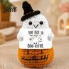 Energy Emotional Support Gift Hand Knitted Halloween Ghost Ornament Crochet Plush Doll with Warm Hearted for Students Encouragement Card Cute