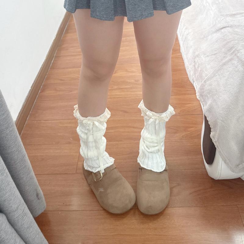 Lace-Trimmed Bow-Tie Knee-High Socks Fashionable Jk Socks Versatile And Slimming Slouch Socks