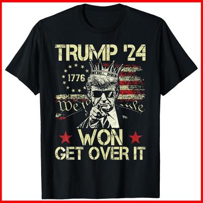 Trump Won Get Over It 2024 Black Cotton T-Shirt Unisex T-Shirt