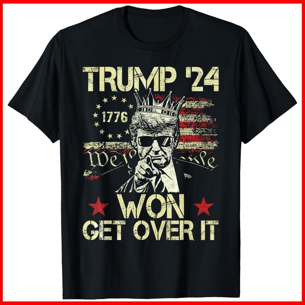 Trump Won Get Over It 2024 Black Cotton T-Shirt Unisex T-Shirt M