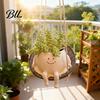 Relaxing Desk Decoration Hanging Swing Chair Planter Pot Cute Smile Face Flower for Indoor Outdoor Plants Shaking Toy Resin Head Plant Pots