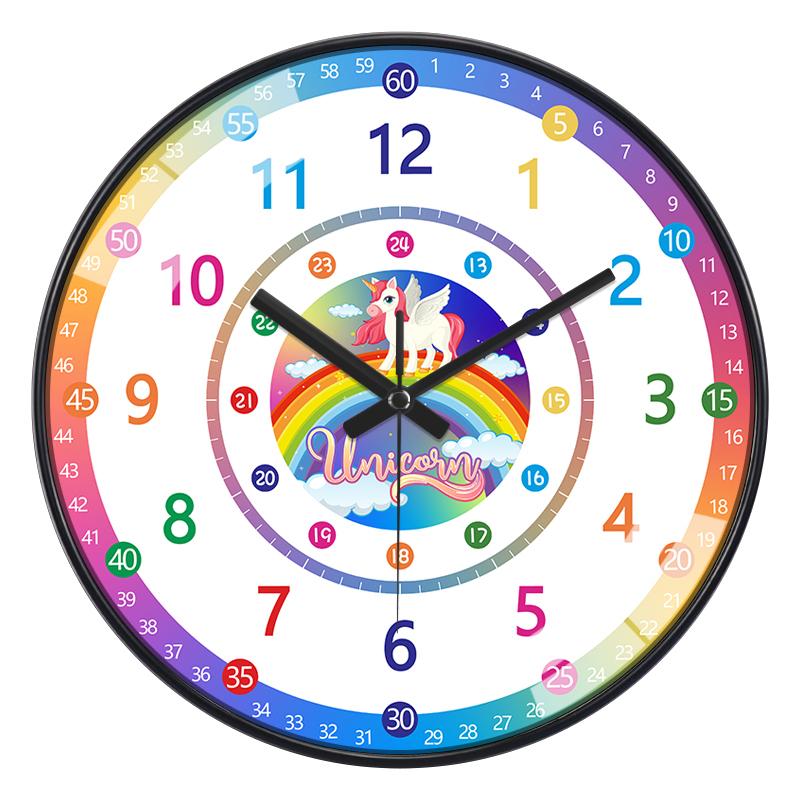 New Early Education Wall Clock For Living Room Home Bedroom Children's Room Non Ticking Silent Non Ticking Wall Hanging Clock