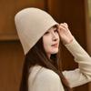 Ladies' 100% Cashmere Knitted Fisherman Hat Solid Color Ear Protection Hat Winter Fashionable Warm Water Bucket Yarn Basin Hat
