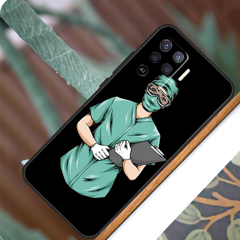 Cartoon Medicine Doctor Nurse For OPPO A57 A57S A77 A5 A9 A53 A52 A72 A96 A76 A16 A54 A74 A94 A38 A58 A78 A15 A17 Case
