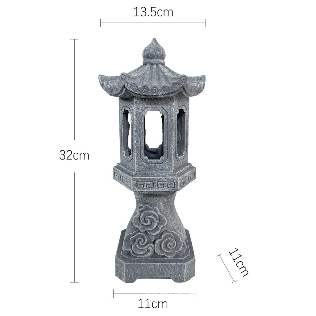 Zen Solar Stone Pagoda Lantern - Outdoor Resin Ornament for Garden and Courtyard Decor
