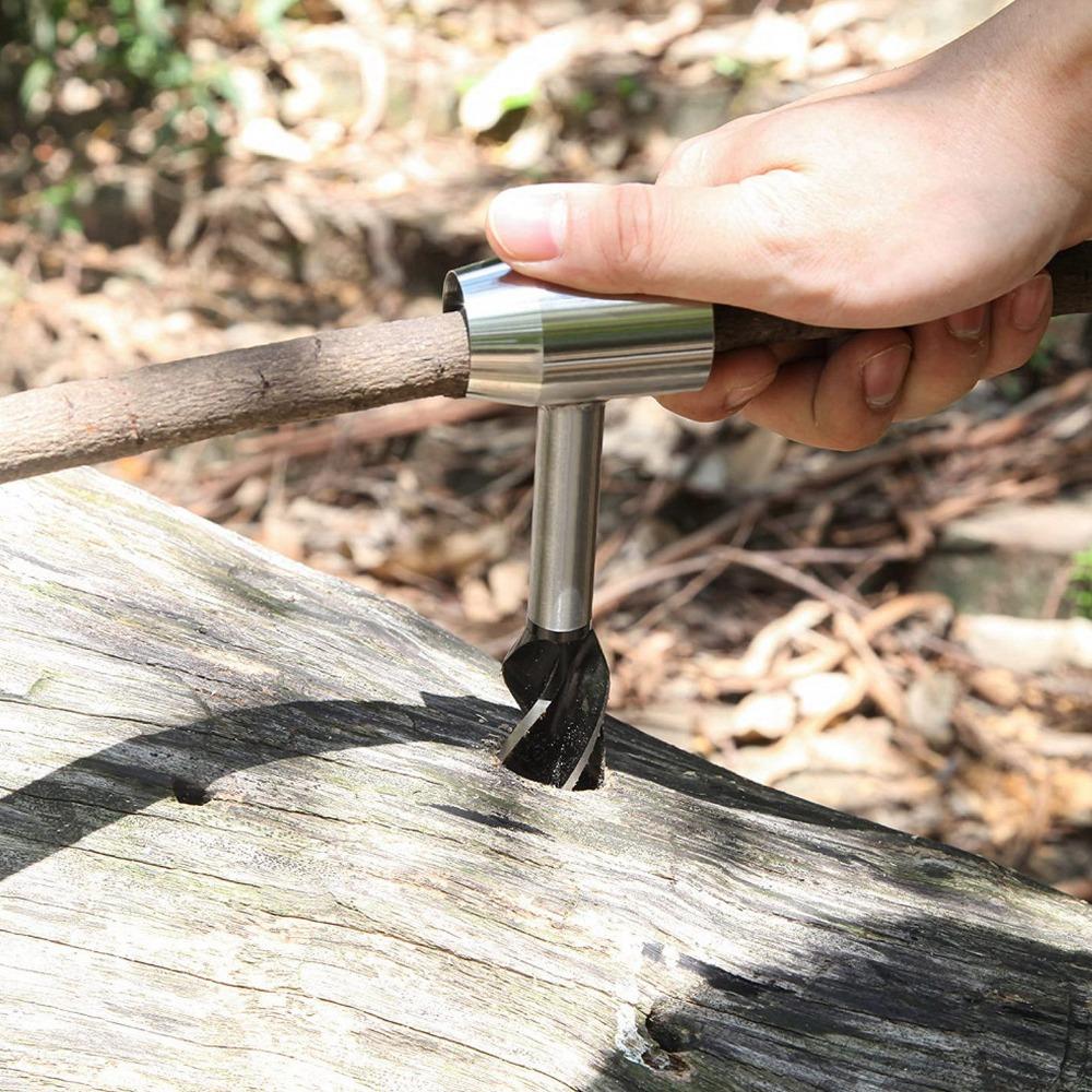 Stainless Steel Manual Wood Auger Portable Design Scotch Eye Auger  For Bushcrafting