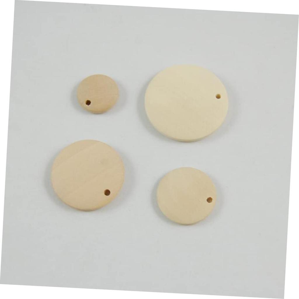 ULDIGI 50pcs Circle Labels, Wooden Tags, Wood Jewelry Chips, 7-Disc Wood with Holes, Charms, DIY Pendants, Wooden Charms