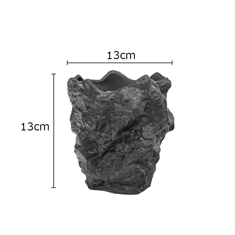 Gold-plated Simulation Stone Ceramic Vase Rock Shape Porcelain Flower Pots Decorative Flowers Arrangement Desk Decoration Vases