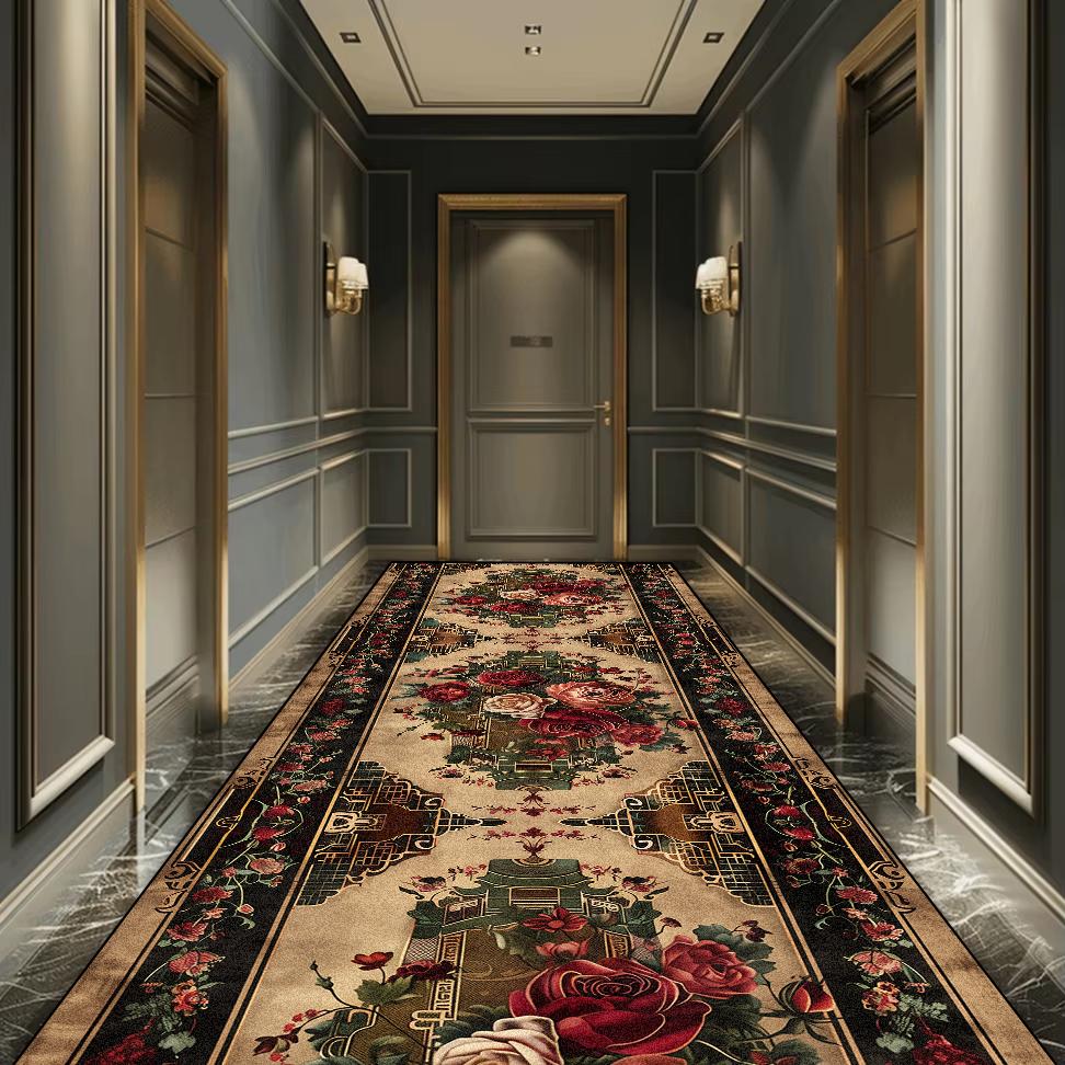Hochwertiger Luxus Europäischer Langer Flur Teppich Rutschfest Waschbar Flur Läufer Teppiche Treppenhaus Flur Dekoration Teppich Anpassbar